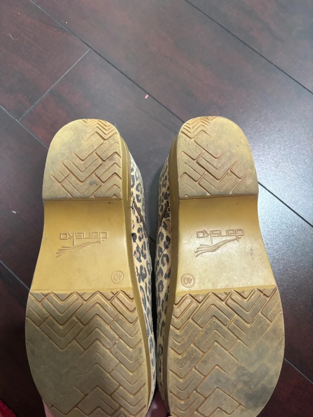 Dansko Leopard Clog Mules in Tan and Brown - Picture 3 of 6